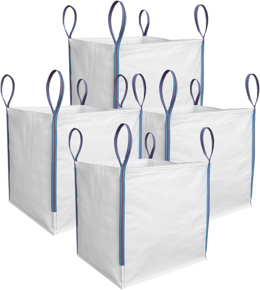 TGL PACKAGING 1 Piece 85x85x85cm 1 Tonne Builders Bulk Bag – Heavy Duty FIBC Sack with 4 Lifting Handles, UV Protected Recyclable Woven Polypropylene Bag for Garden Waste, Rubble, Sand, Aggregates