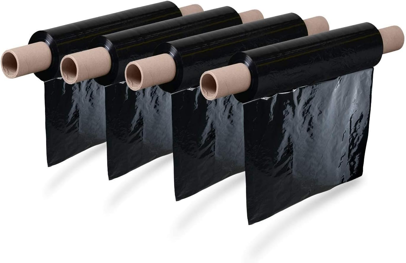 TGL Packaging™ Black Shrink Wrap Roll 400MM x 300M Heavy Duty Industrial Stretch Film with Extended Core – Tear-Resistant Pallet Wrap for Moving House, Furniture, Storage & Parcel Packing