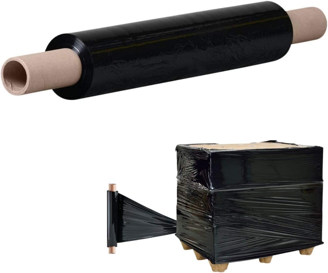 TGL Packaging™ Black Shrink Wrap Roll 400MM x 300M Heavy Duty Industrial Stretch Film with Extended Core – Tear-Resistant Pallet Wrap for Moving House, Furniture, Storage & Parcel Packing