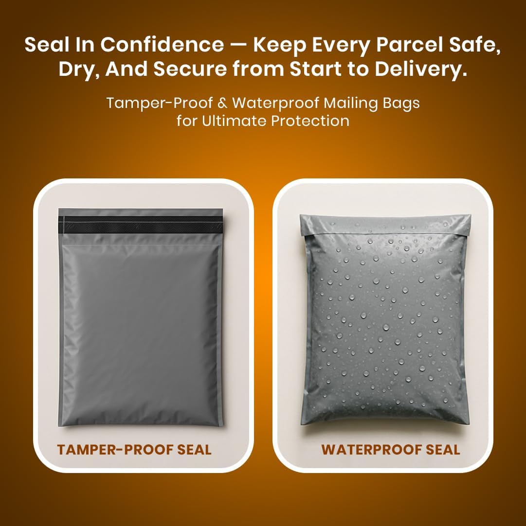 TGL PACKAGING™ Grey Mailing Bags ━ Grey Self-Seal Bags for Packaging, Heavy-Duty Grey Ecommerce Bags