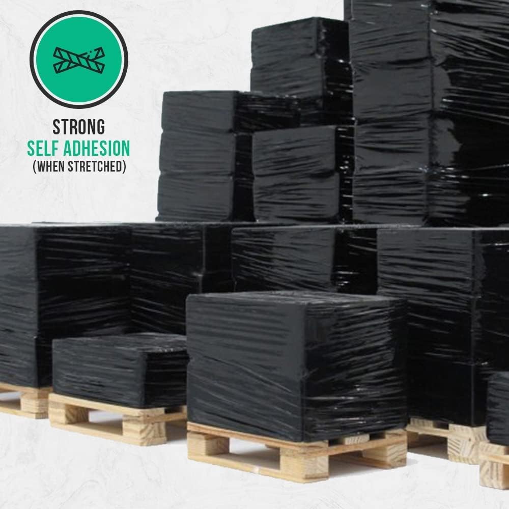 TGL Packaging™ Black Shrink Wrap Roll 400MM x 300M Heavy Duty Industrial Stretch Film with Extended Core – Tear-Resistant Pallet Wrap for Moving House, Furniture, Storage & Parcel Packing