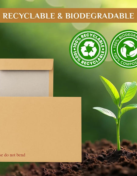 Manilla Hard Board Back Envelopes - Cardboard Backed Please Do Not Bend Envelope with Peel & Seal Strip - Perfect for Mailing, Posting & Storing Important Documents