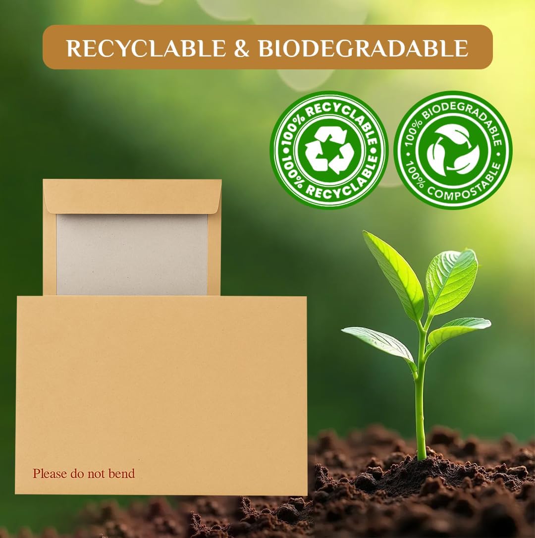 Manilla Hard Board Back Envelopes - Cardboard Backed Please Do Not Bend Envelope with Peel & Seal Strip - Perfect for Mailing, Posting & Storing Important Documents