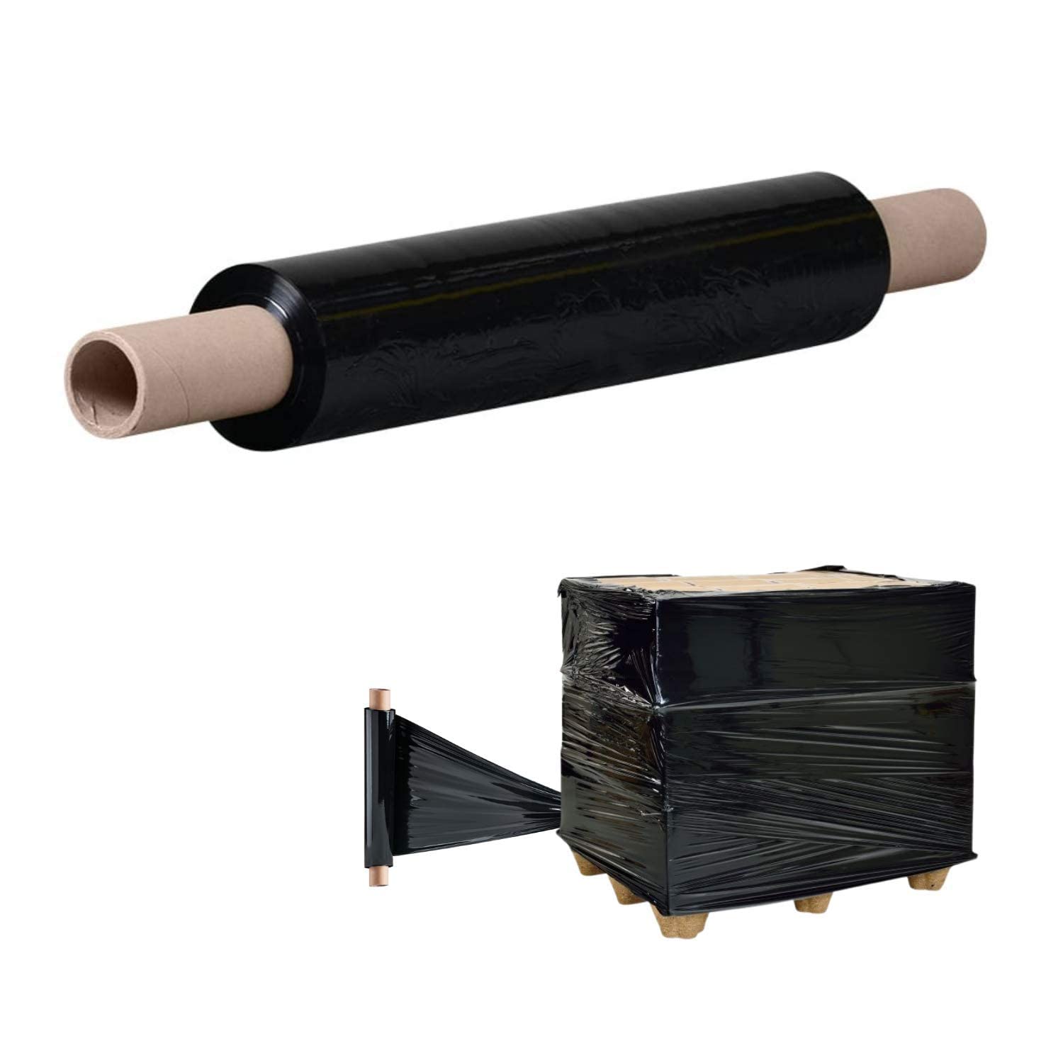 TGL PACKAGING™ Black Shrink Wrap Roll 400MM x 300M – Heavy Duty Industrial Stretch Film with Extended Core – Tear-Resistant Pallet Wrap for Moving House, Furniture, Storage & Parcel Packing