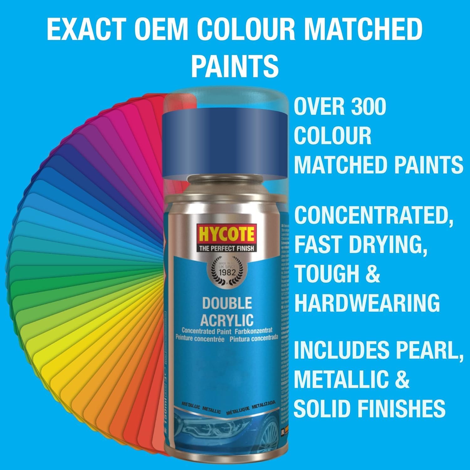Hycote Fast Drying Aerosol Car Spray Paint, Gloss Black, 400 ml