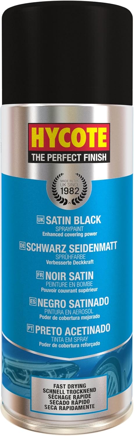 Hycote Fast Drying Aerosol Car Spray Paint, Satin Black, 400 ml