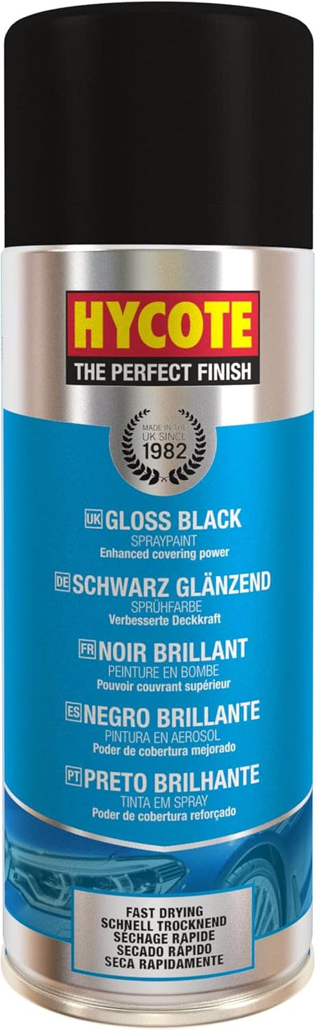 Hycote Fast Drying Aerosol Car Spray Paint, Gloss Black, 400 ml