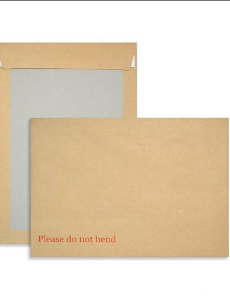 hard board back envelope with rigid cardboard backing
