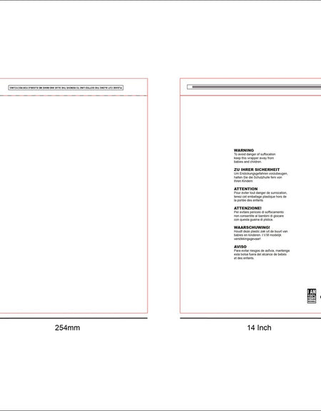 14x17 Packaging layout of clear garment bag 