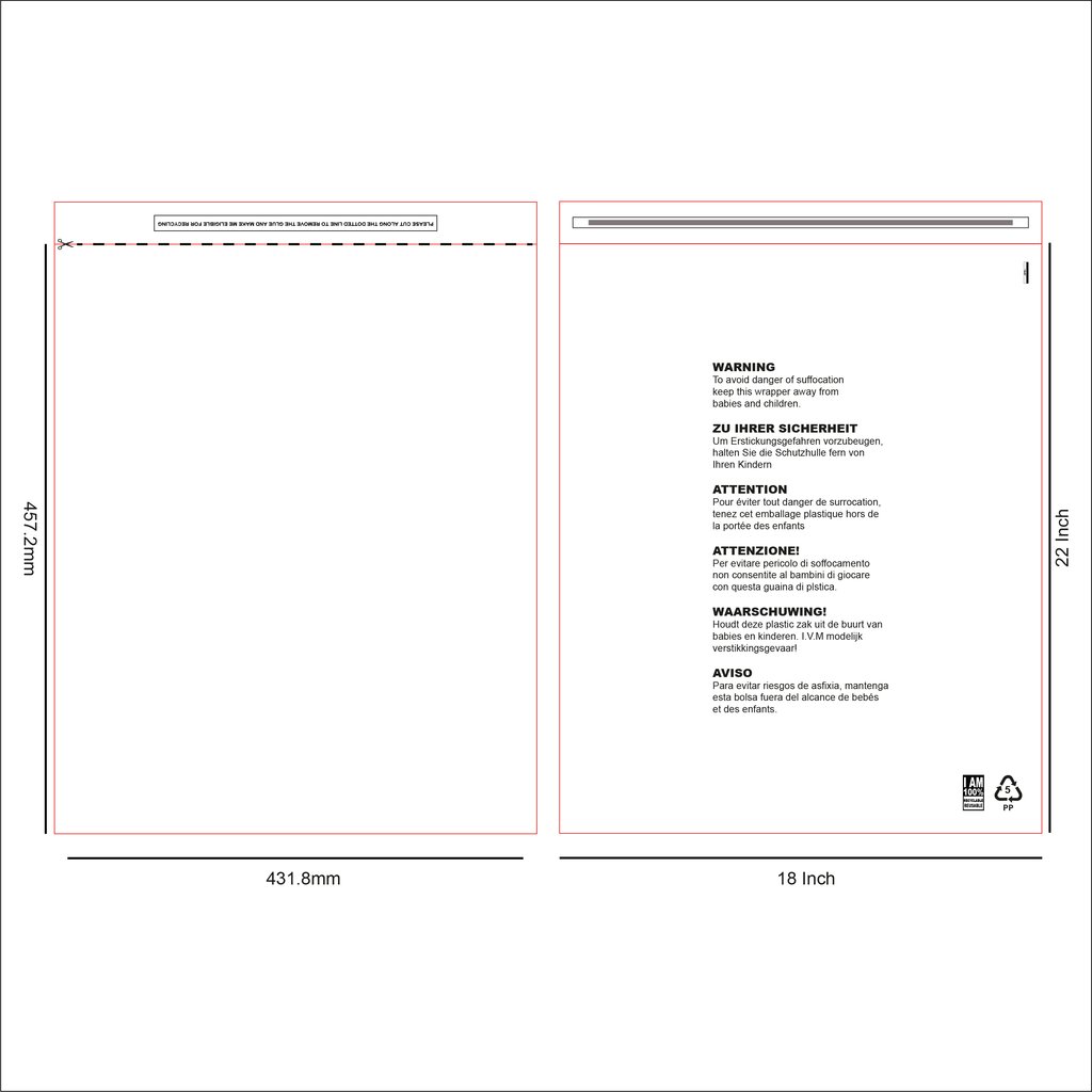 Clear garment bag 18x22 inch with adhesive seal
