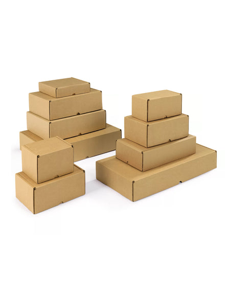 Brown cardboard boxes in various 
sizes