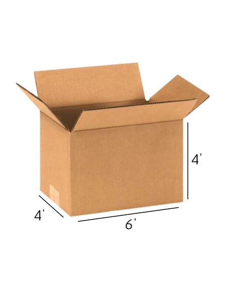 6x4x4 inch brown cardboard mailing box on white background