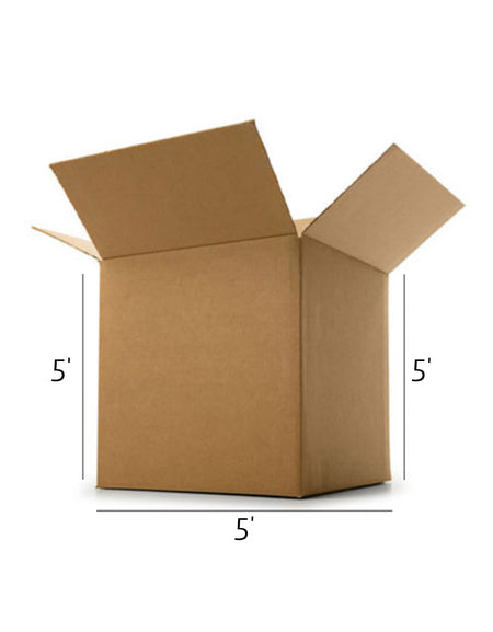 5x5x5 inch brown cardboard shipping box on white background